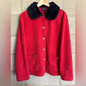Vintage Crazy Horse Liz Claiborne Women’s Sz Large Jacket Cardigan Coat Sherpa